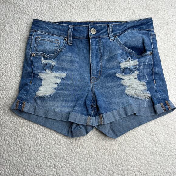 Aeropostale High Waisted Midi Cuffed Short 8 - Picture 1 of 9